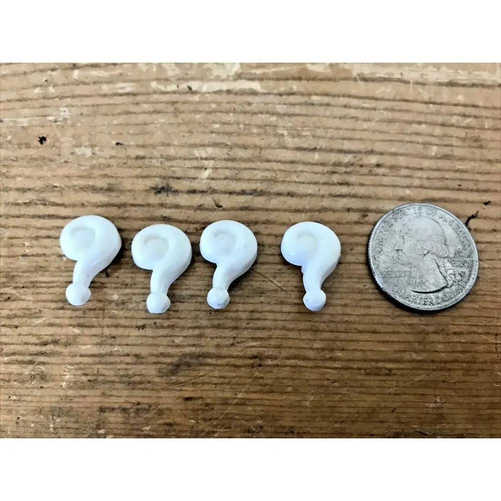 Vintage Set Lot 4 60s 70s Riddler Question Mark Mod White Plastic Buttons 2.5cm